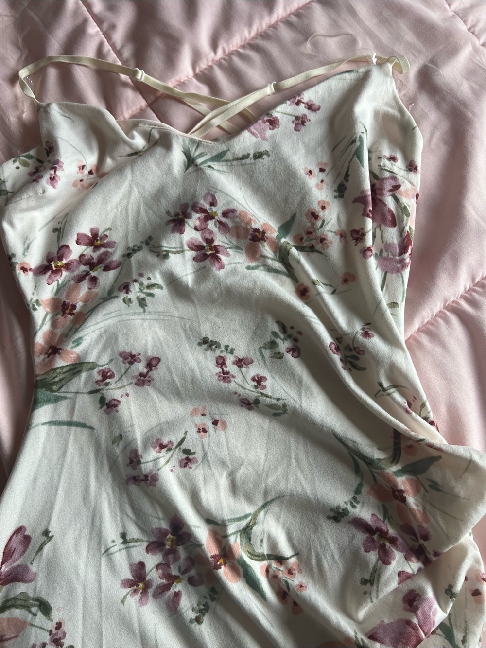 Floral Slip Dress with Pink & Green Bouquet Print - Picture 2 of 5